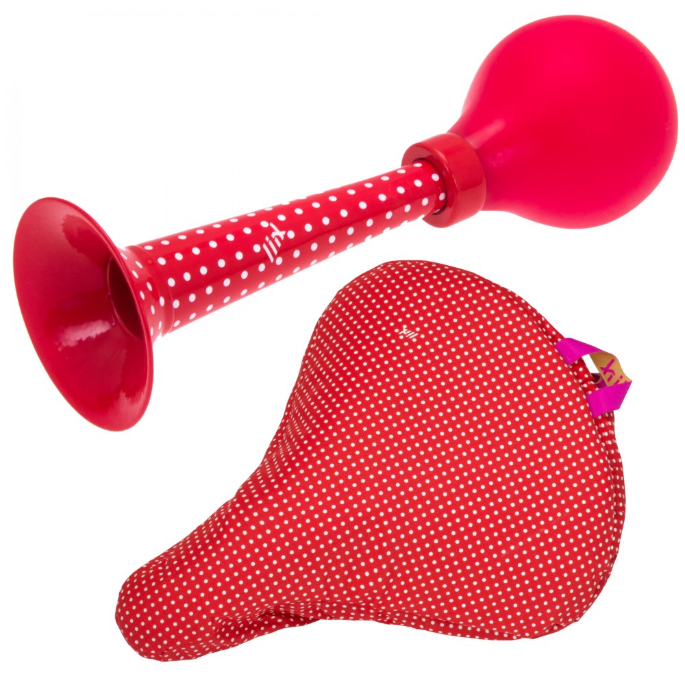Liix Set Pretty Horn and Saddle Cover Polka Dots Red